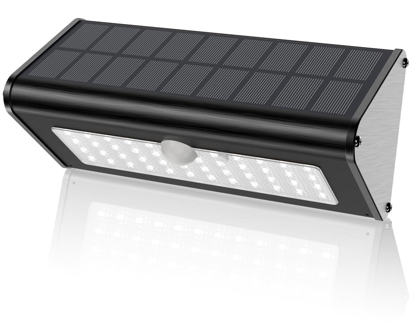 SECUROAD 1100 Lumens Solar Motion Sensor Lights Outdoor, IP65 Waterproof, 4500mAh Battery, Black Aluminum Metal Security Flood Wall Lights, 1 Pack, Daylight Black Aluminum Daylight
