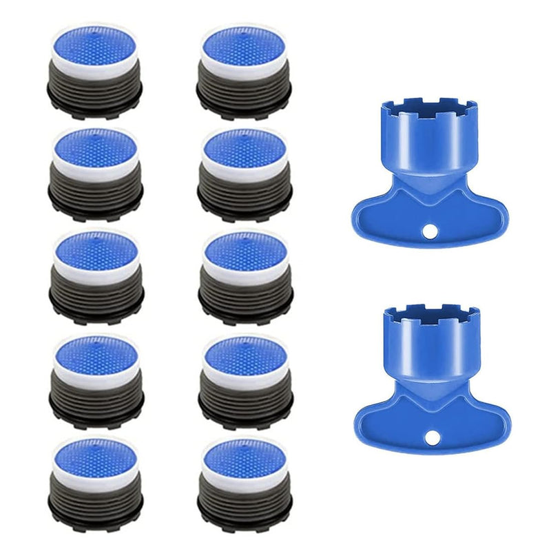 10Pcs Faucet Aerator M18.5, Aerator Replacement for Sink Faucet Flow Restrictor, Kitchen Cache Aerators Bathroom Sink Aerator with Key Removal Wrench Tool (18.5 MM)