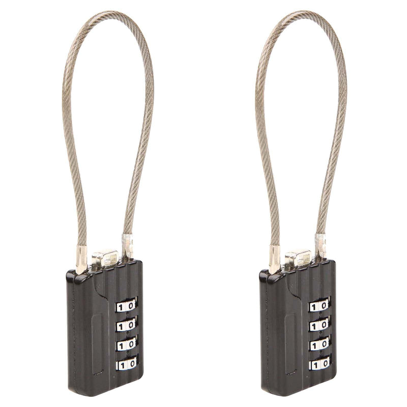 SEPOX® Compact Design Twins Resettable 4-Digit Combination Padlock, Extra Long Cable – Personalized Password, Durable Vinyl Steel Cable, Multipurpose Lock for Suitcase, Gym Lockers, Toolbox – Black 2pcs