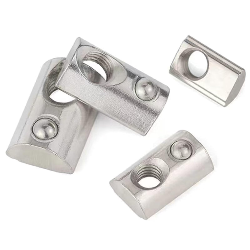 4040 Series M6 T Slot Half Round Nuts Roll-in Spring Ball Loaded Elastic Nuts Carbon Steel for European Standard 4040 Series Aluminum Extrusion Profile Rail with 8mm Slot for 3D Printer(M6,10 Pcs) 40-M6(10 Pcs）