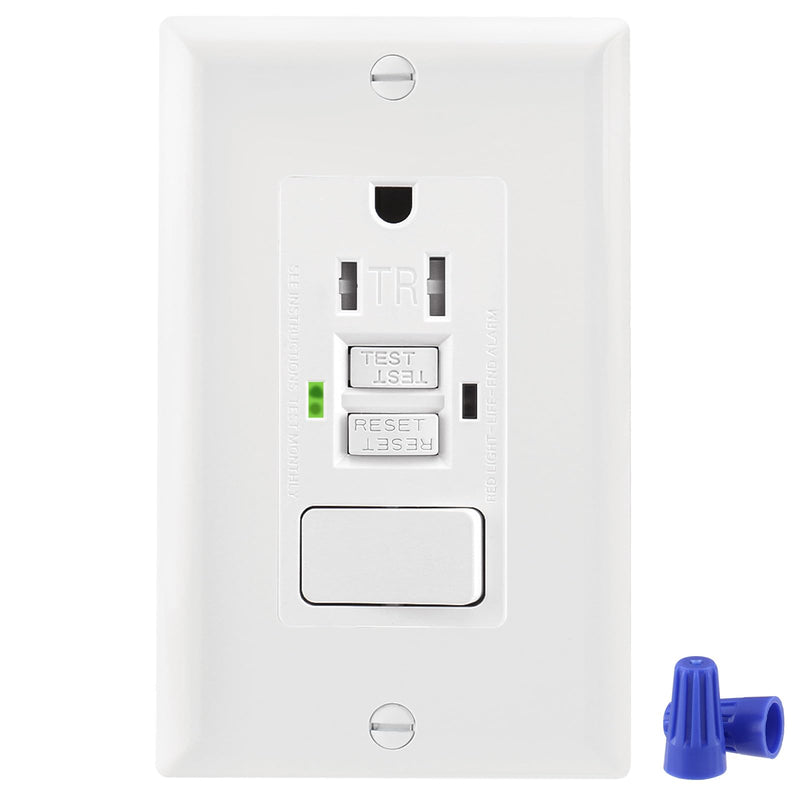 GFCI Outlet,Tamper Resistant GFCI Receptacle with Combination Switch,ETL Listed,Back &Side Wire,White (TR15Amp) TR15Amp