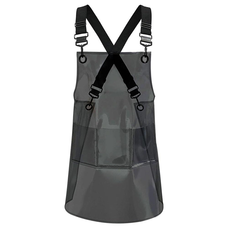 Cross-back Adjustable Apron With 3 Pockets Hair Salon Work Apron for Hair Stylist (22.8” W 25.5” L) Black+black Webbing