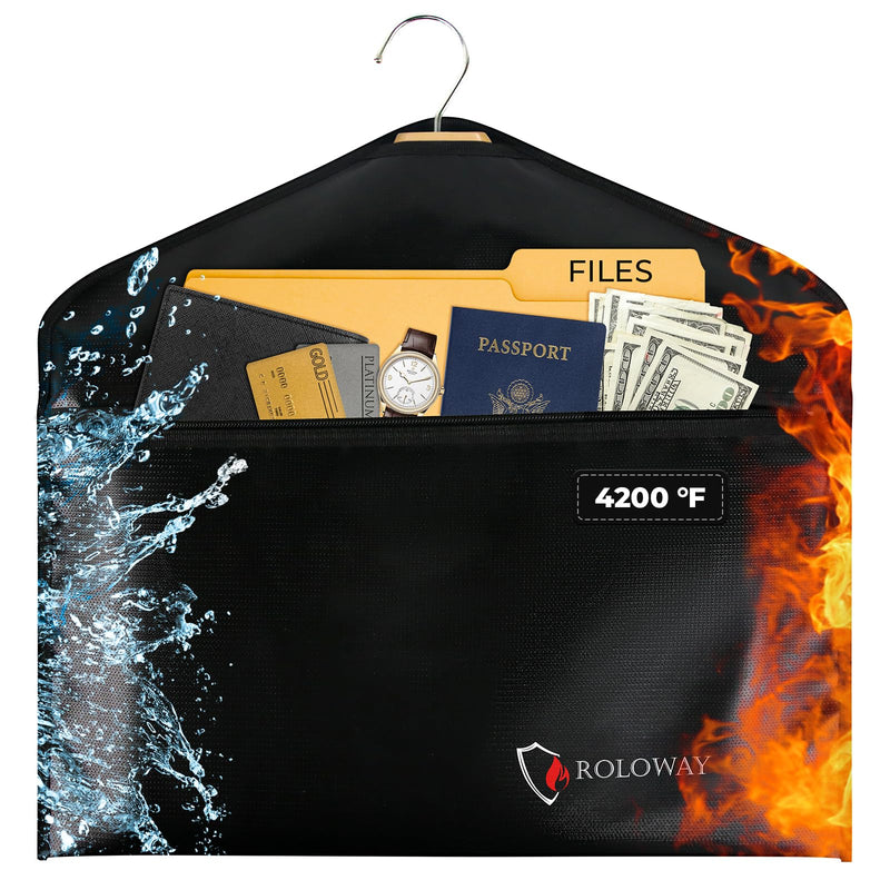 ROLOWAY Hanger Diversion Safe, Fireproof Safe with Hidden Safe Pocket, Jewelry Safe for Money Hidden Storage, Secret Safe Under Clothes with Hidden Compartment to Hide Items for Home or Travel Safe 18.5 x 17 Inch 4200°F Fireproof Hanger Safe