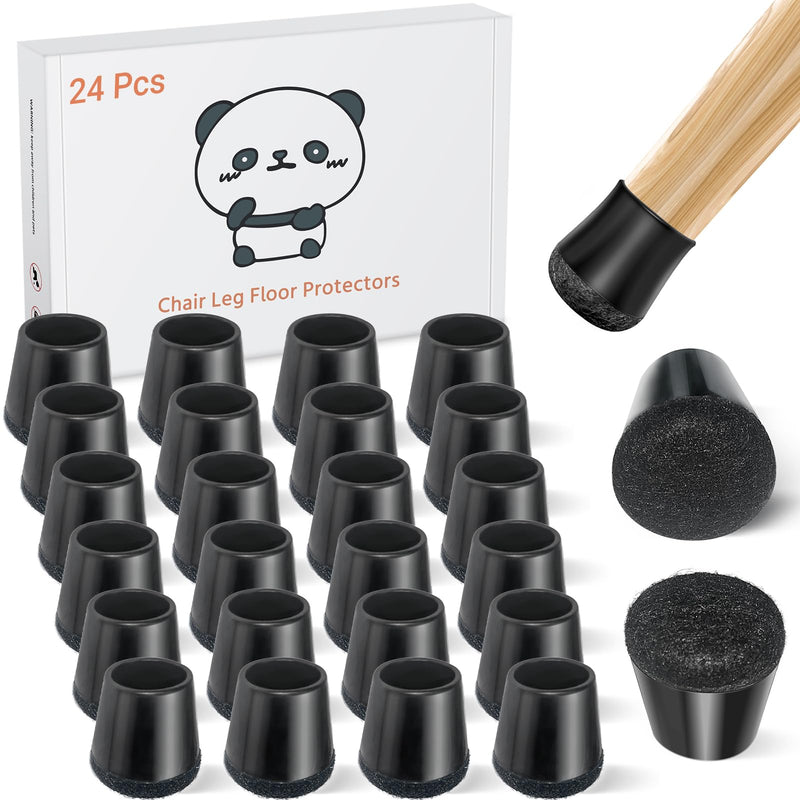 24 PCS Silicone Chair Leg Floor Protectors Extra Small(0.6"-0.8") Rubber Felt Furniture Pads Chair Legs Caps/Covers for Hardwood Floors, Tile from Scratches & Reduce Noise - Round, Black 24PCS-Black X-Small(0.6"-0.8")
