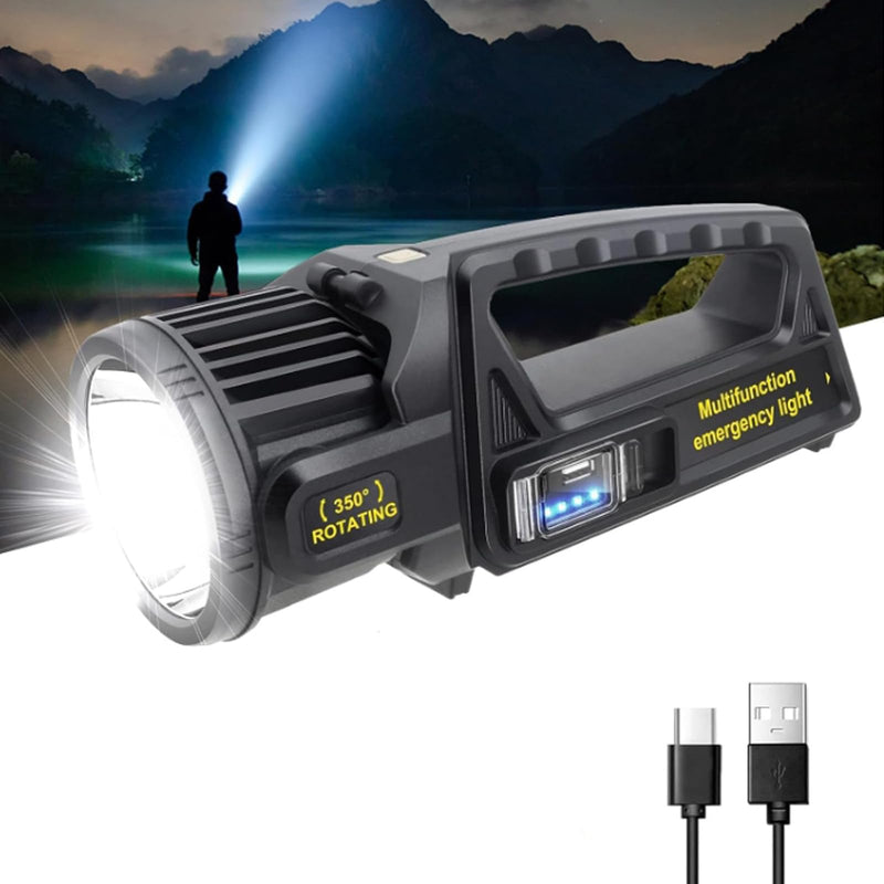 1300000 L Spotlight, Rechargeable Led Spotlight Flashlight with 350° Rotate Head, 9 Modes Super Bright Spot Lights Outdoor Handheld, IPX6 Waterproof Solar Flashlight for Emergencies X-Large LT-CL012 - NewNest Australia