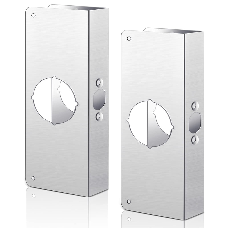 Dunzy 4 Pack 1-3/8 Inch x 9 Inch Door Reinforcement Plate 2-1/8" Thick Stainless Steel Lock and Door Reinforcer Security to Repair Home Wood Metal Knob/Lock/Latch/Deadbolt, Silver