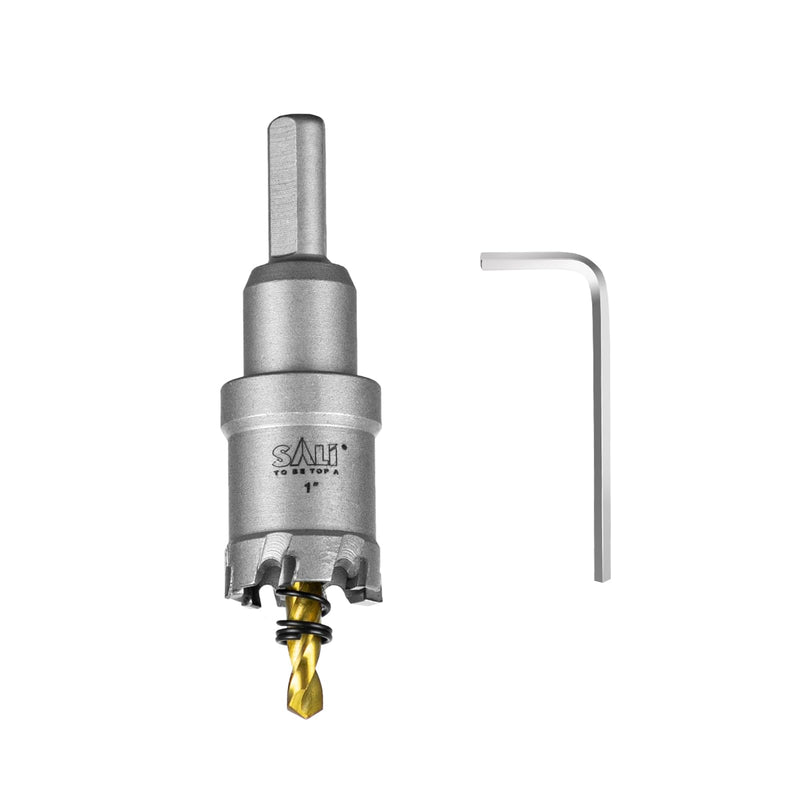 SALI 1" (26mm) TCT Hole Saw Kit Tungsten Carbide Tipped Hole Saw Drill Bit with Titanium-Plated Pilot Drill bit for Metal, Stainless Steel, Iron, Wood, Plastic 1 in