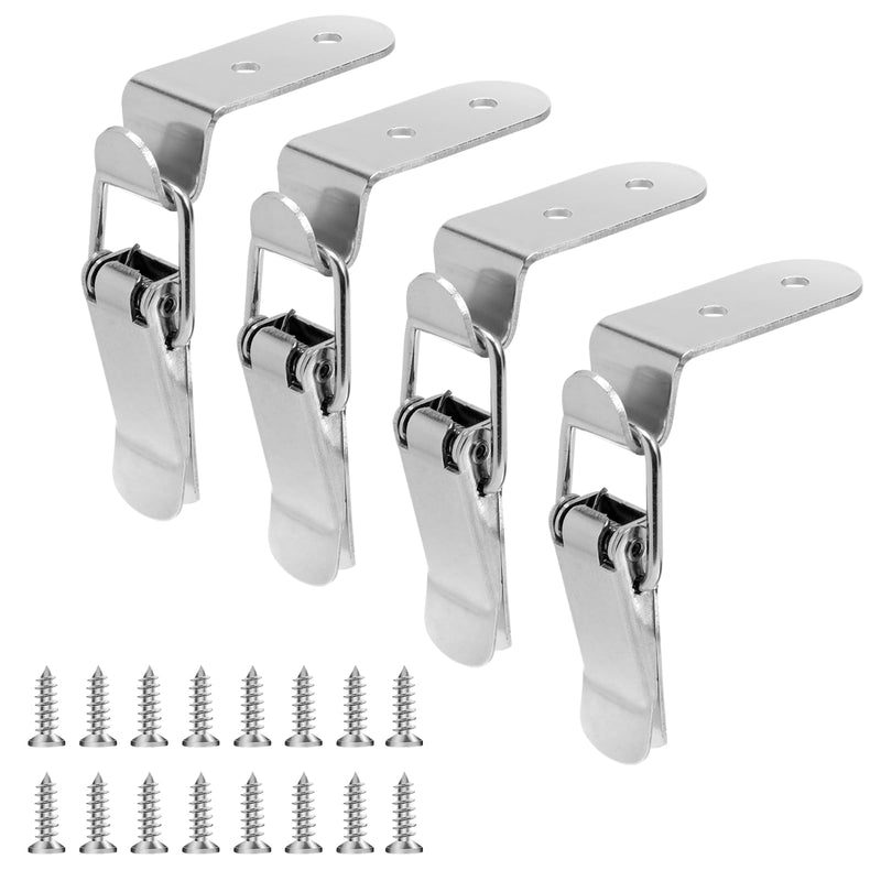 90 Degree Tool Box Hood Locks Latches, Stainless Steel Box Latch Toggle Catch Lock, Cabinet Latch Hardware Corner Latch, Generic 90 Degree Latch for Box Cabinet Door Barn(4 Sets) No lock hole