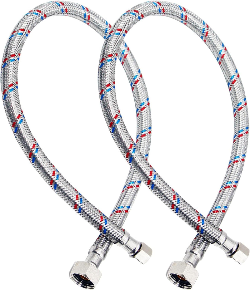 36'' Faucet Hose Connector, 3/8" Comp x 1/2" FIP Braided Stainless Steel Faucet Water Supply Lines for Bathroom Kitchen Sink Faucet 2Pcs 2 36 Inch