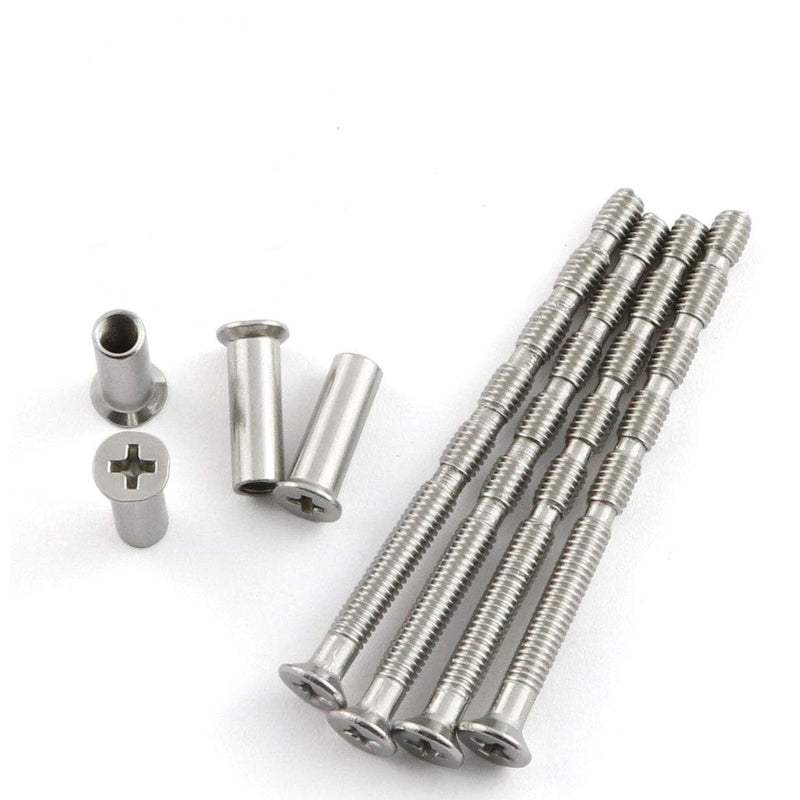 4pcs Door Handle Hardware Lever Handle Screws Connecting Bolts Sleeves Phillips Drive Flat Countersunk Head Fixing Cutting Slot Articulated Screw M4x50mm M4x50 Screw + M4x16 Sleeves