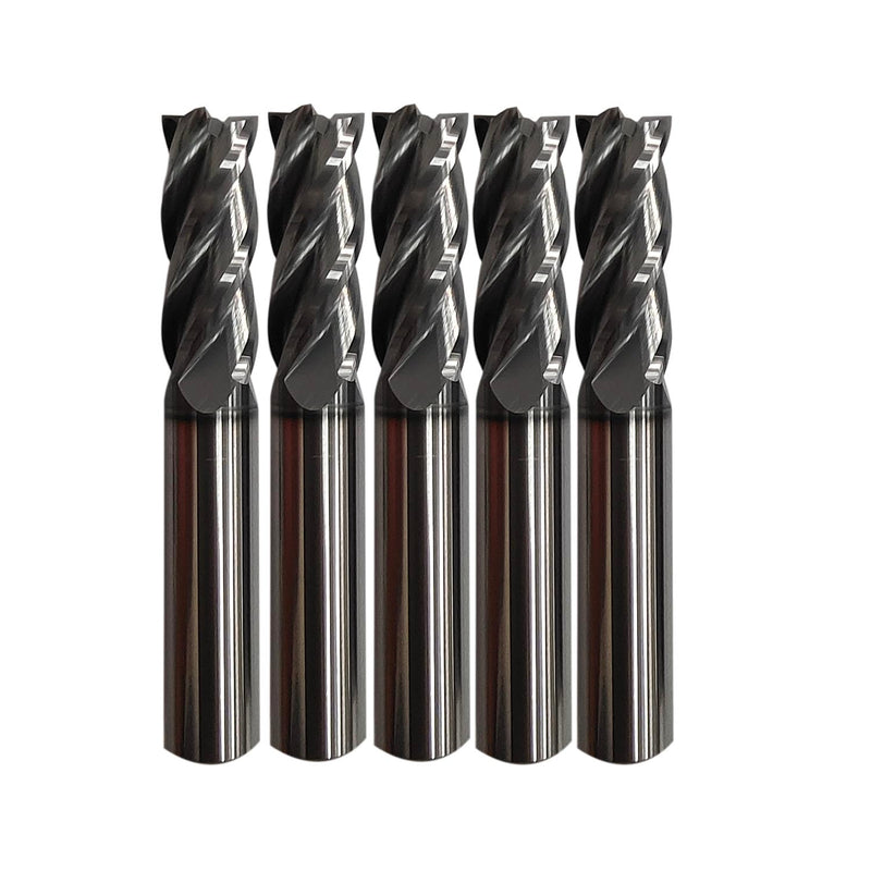 5pcs 1/8" Carbide Square End Mill for Steels, HRC 55 Deg, 4 Flute, AlTiN Coating End Mill Bits for Milling Alloy Steels, Hardened Steel, Metal & More 5 1/8 inch