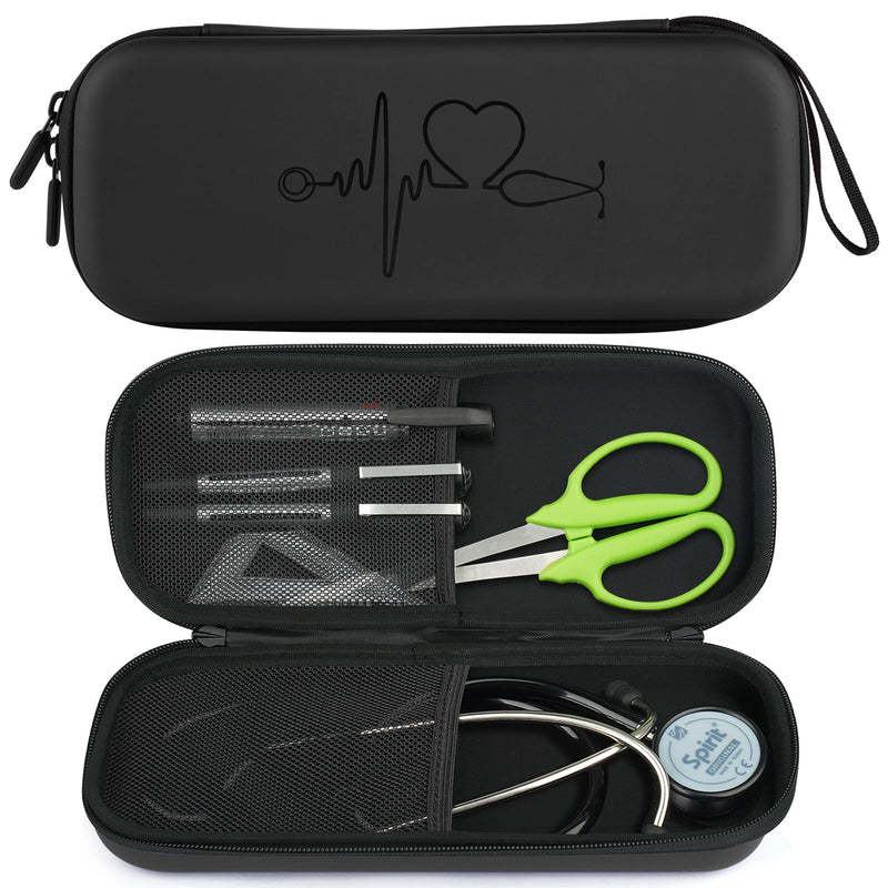 Stethoscope Case for 3M Littmann,Stethoscope Carrying for MDF Acoustica Deluxe Stethoscopes,Stethoscope Travel Holder for Nurse Accessories Black PU-Black