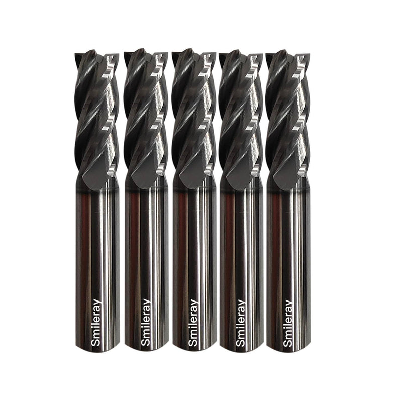 1/4" Carbide Square End Mill for Steels, HRC 55 Deg, 4 Flute, AlTiN Coating End Mill Bits for Milling Alloy Steels, Hardened Steel, Metal & More(Pack of 5) 1/4 inch