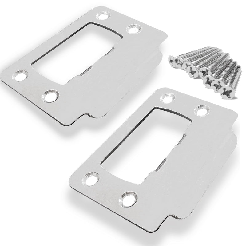 2-1/4" by 1-3/4" Door Latch Restorer Strike Plate for Doors, 2 PCS Universal Door Lock Hardware with Foul 1" Long Screws (Satin Nickel) Satin Nickel