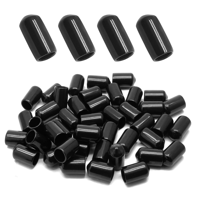 120 Pcs Round Rubber End Caps, 3/8" (9.5mm) ID Vinyl Flexible Screw Thread Protectors Screw Bolt End Protectors for Metal Tubing Rod Bolt, Black 9.5mm 120 Pcs