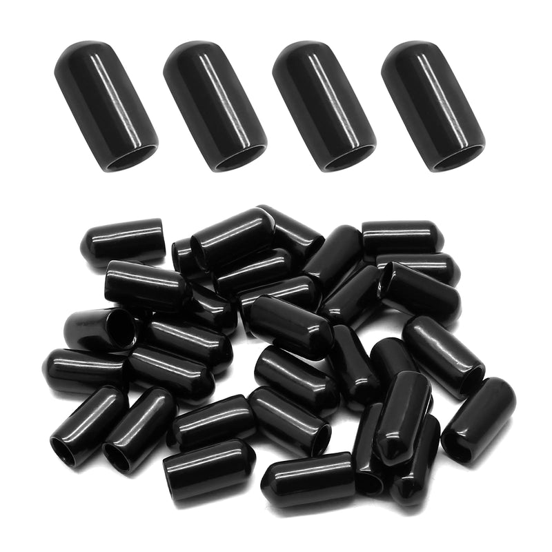 60 Pcs Round Rubber End Caps, 1/4" (6.5mm) ID Vinyl Flexible Screw Thread Protectors Screw Bolt End Protectors for Metal Tubing Rod Bolt, Black 6.5mm 60 Pcs