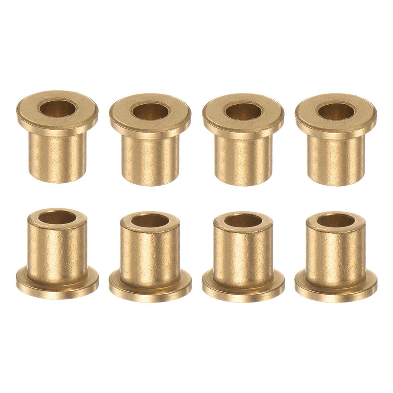 HARFINGTON 8pcs Flange Bearing Sleeve 6mm Bore 10mm OD 12mm Length 2mm Flange Thickness Bronze Bushing Self Lubricating Bushings Sleeve for Industrial Equipment 6mm x 10mm x 12mm 8