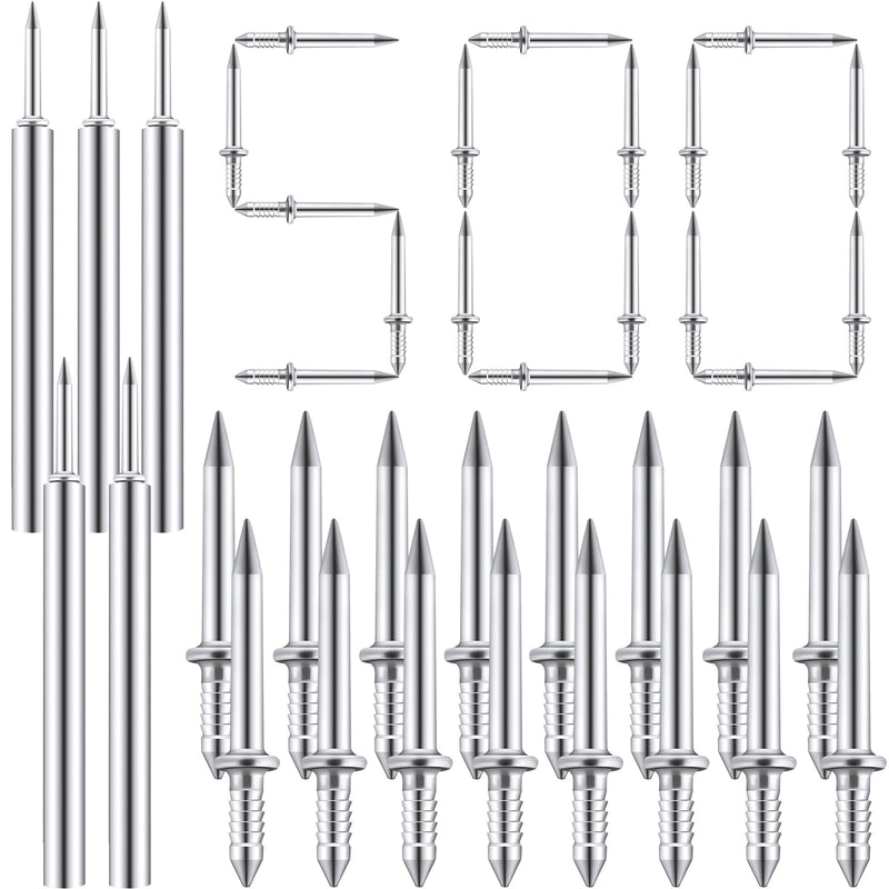 500 Pieces Double-Head Skirting Thread Seamless Nail Double Headed Nails Non Marking 2 Sided Nails Invisible Special Hidden Nails with 5 Installation Barrels for Skirting