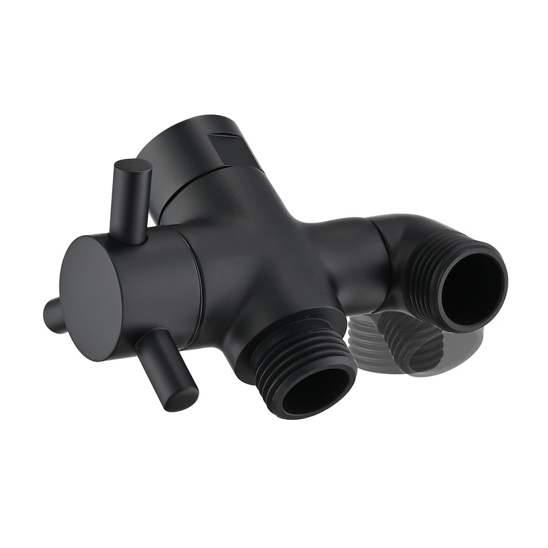 PDPBath Brass 3 Way Shower Arm Diverter Valve for Handheld Shower Head and Fixed Shower Head, G1/2 Universal Connection - Matte Black