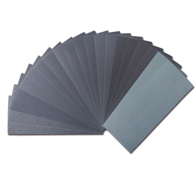 Sandpaper Variety Pack, 20PCS Sand Paper Assorted for Wood Metal Sanding, Wet Dry Sandpaper Sheets 120/240/320/400/600/800/1200/1500/2000/3000 Grits, 9 x 3.6 Inch 20