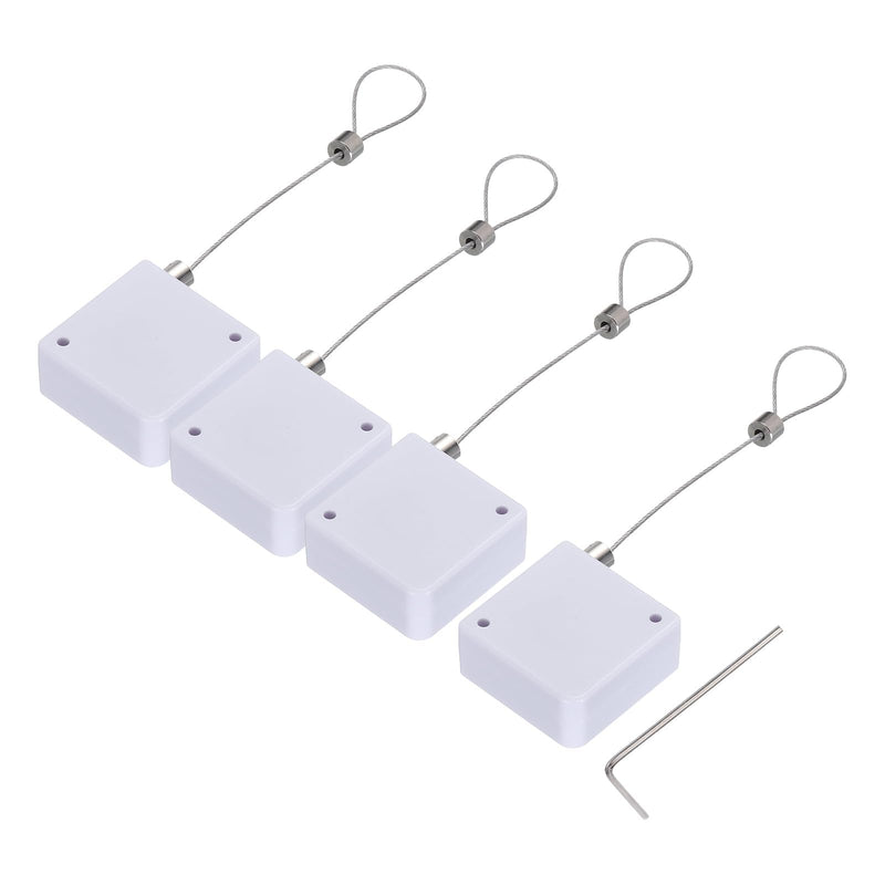 MECCANIXITY Retractable Cable Lock with Double-Sided Adhesive Remote Control Security Lock for TV, DVD,Showroom,Remote,600g 4Set White