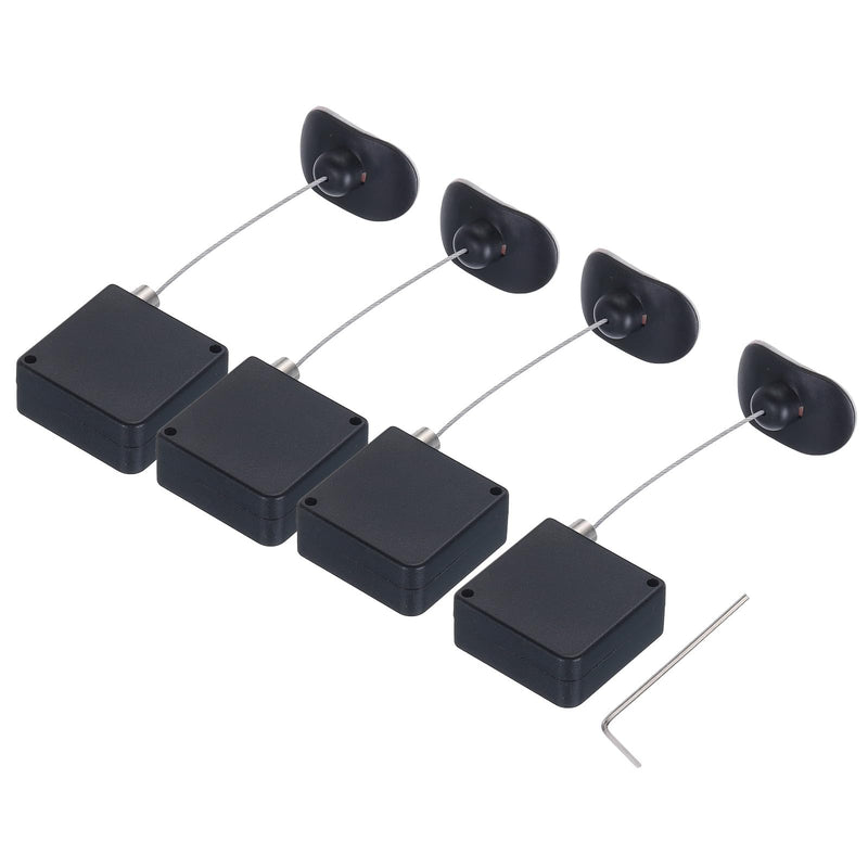 MECCANIXITY Retractable Cable Lock with Double-Sided Adhesive Remote Control Security Lock Arc Terminal for TV, DVD,Showroom,Remote,600g 4Set Black