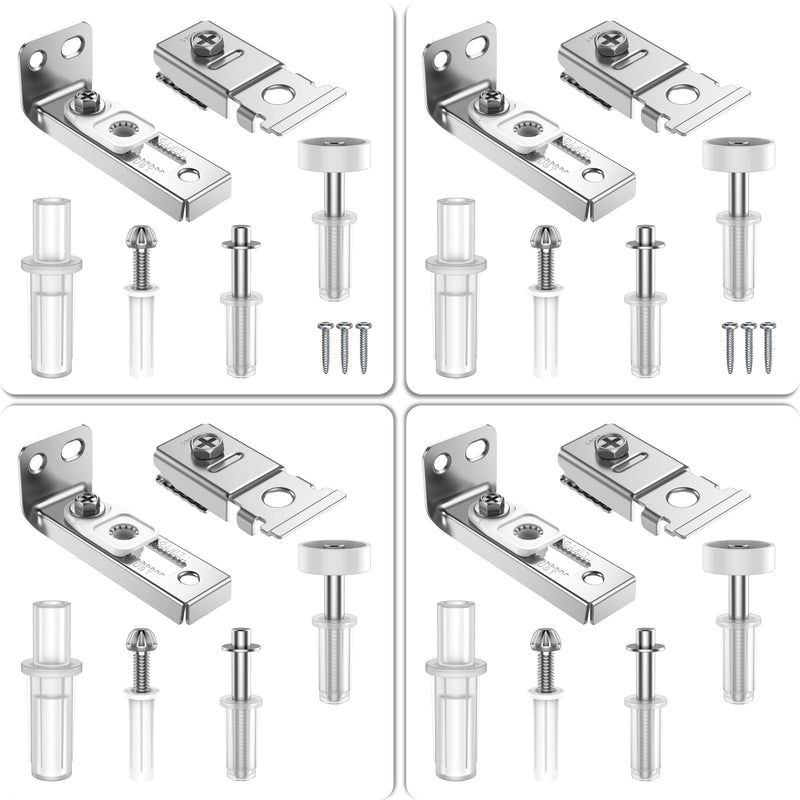 Bifold Door Hardware Repair Kit - 4 Pack Bi-fold Closet Barn Door Hardware Kit for 7/8" to 1" Track, Folding Pocket Door Replacement Parts Set Include Top Bottom Pivots Bracket and Guide Wheel (4Pack) 4Pack
