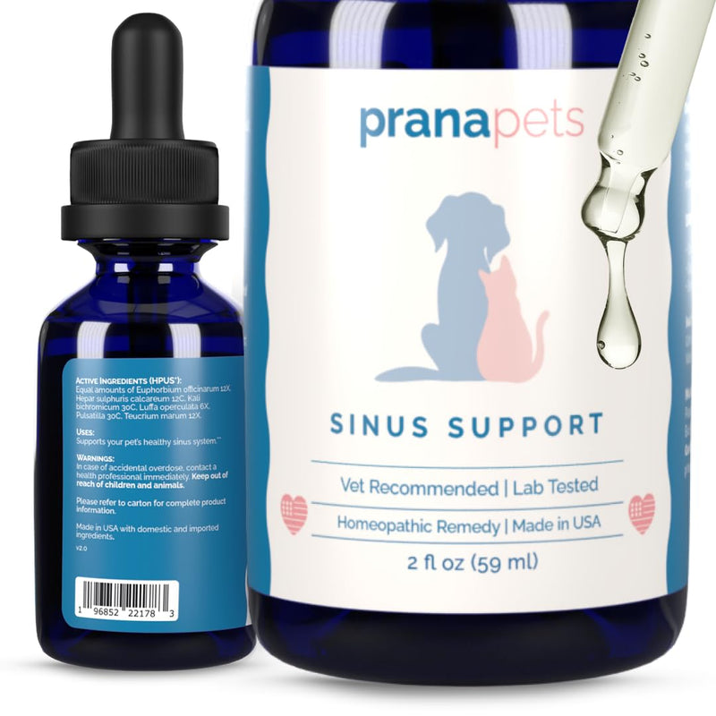 PranaPets Sinus Support Liquid Supplement for Pets | Naturally Supports Cat & Dog Sinus Relief | Natural Formula for Congestion - PawsPlanet Australia