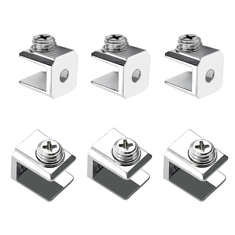 16 PCS Glass Clip Holder, Glass Shelf Bracket, Glass Clamp, Wall Mount Clamps for 3-8mm Glass Shelves, Adjustable Clamp Brackets Fit 3-8mm Thick
