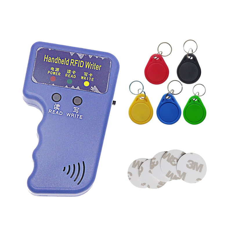 Handheld 125khz Copier RFID Smart ID Card Duplicator Used for T5577 or EM4305+5pcs T5577 NO.3 Keychains +5 T5577 3M Sticker Coins - NewNest Australia