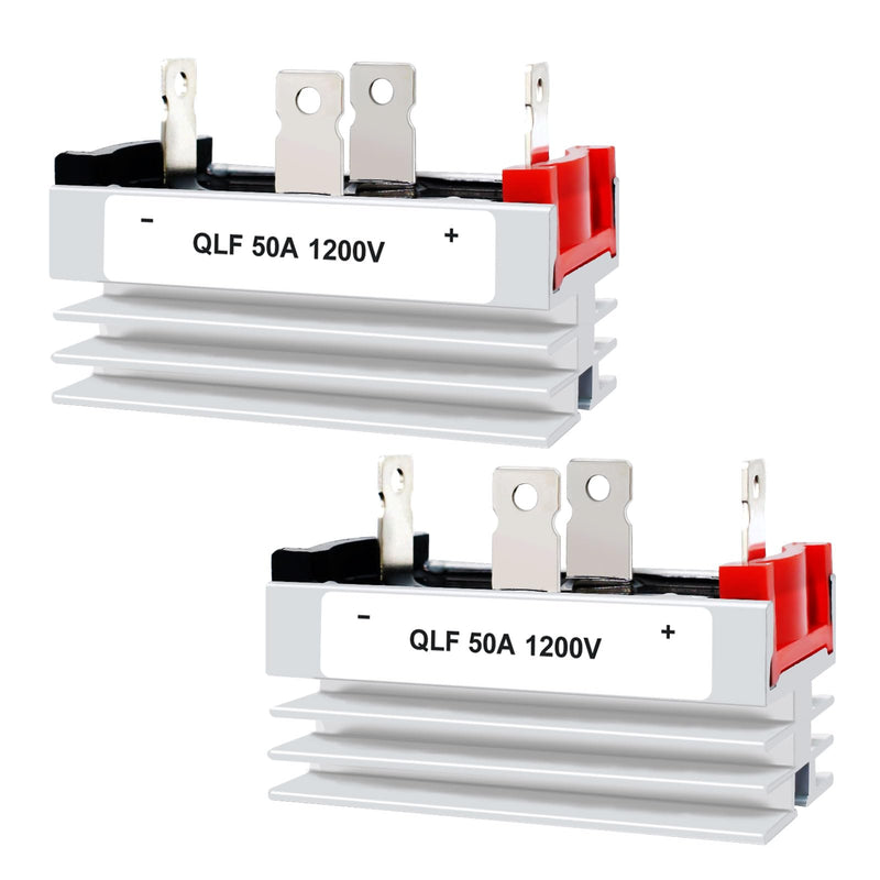 (2 pcs) Full Rectifier Bridge 50A;Input:3V-400Vac; Ac to Dc;1200V;with HeatSink;Rectifier Diode;12V 24V 48V 110V 120V 240V Both Can be Used