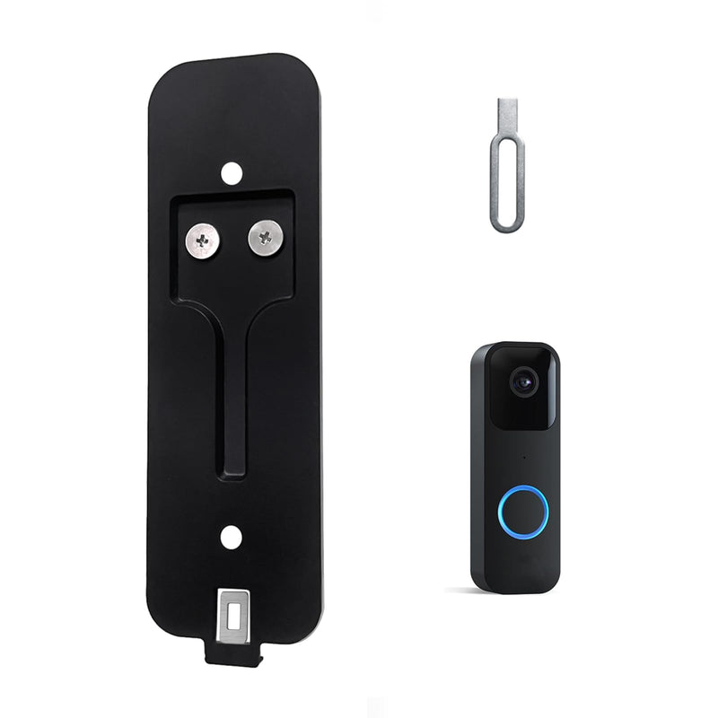 Blink Doorbell Backplate, Blink Doorbell Mount, Upgrade 2 Holes Metal Tab Blink Doorbell Backplate Replacement, Blink Doorbell Accessories, Mounting Plate with Blink Key Replacement black