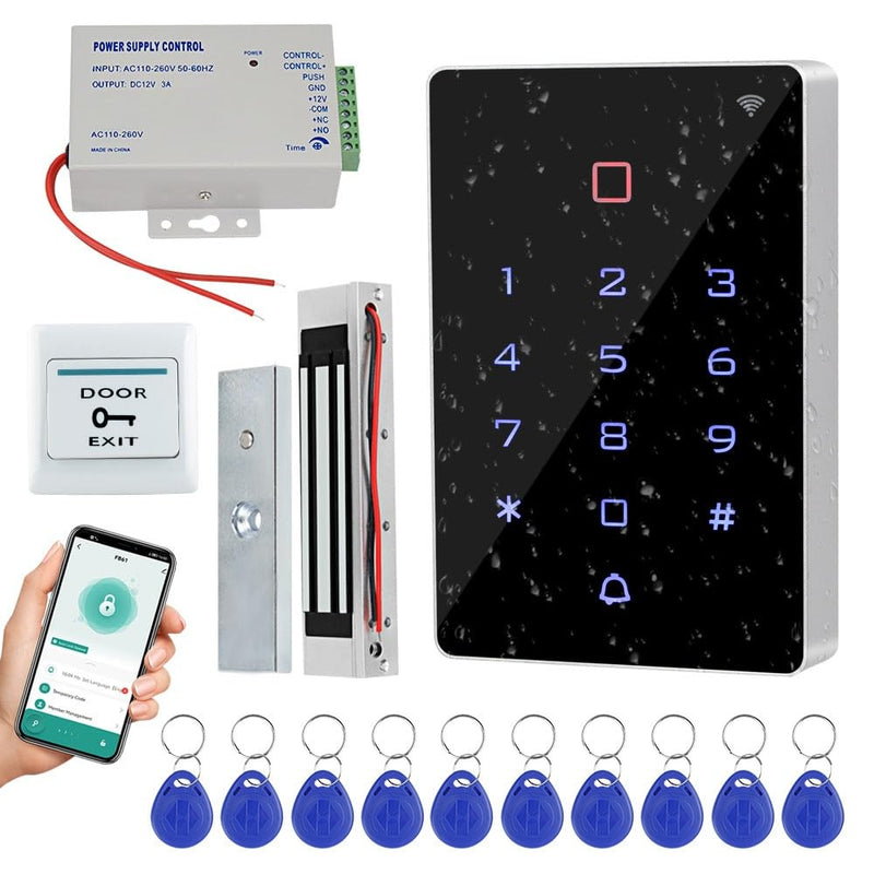 YiToo Waterproof RFID Access Control System Kit WiFi Tuya Access Controller with 350Lbs Force Electric Manetic Door Lock Full Set