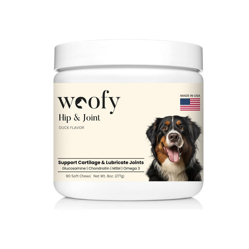 Woofy Maximum Strength Hip & Joint Health Supplement for Dogs - with Glucosamine, Chondroitin, and MSM, 90 Soft Chewable Tablets - PawsPlanet Australia