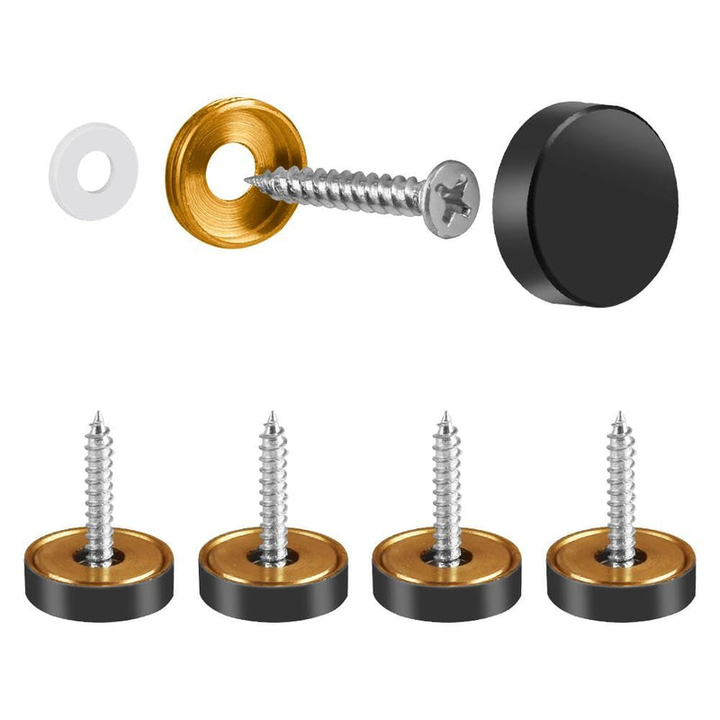 Mirror Screws with Decorative Caps Solid Brass Screw Cap Nails Black Mirror Screws Fasteners (25MM 4Pack) Black 25MM 4Pack