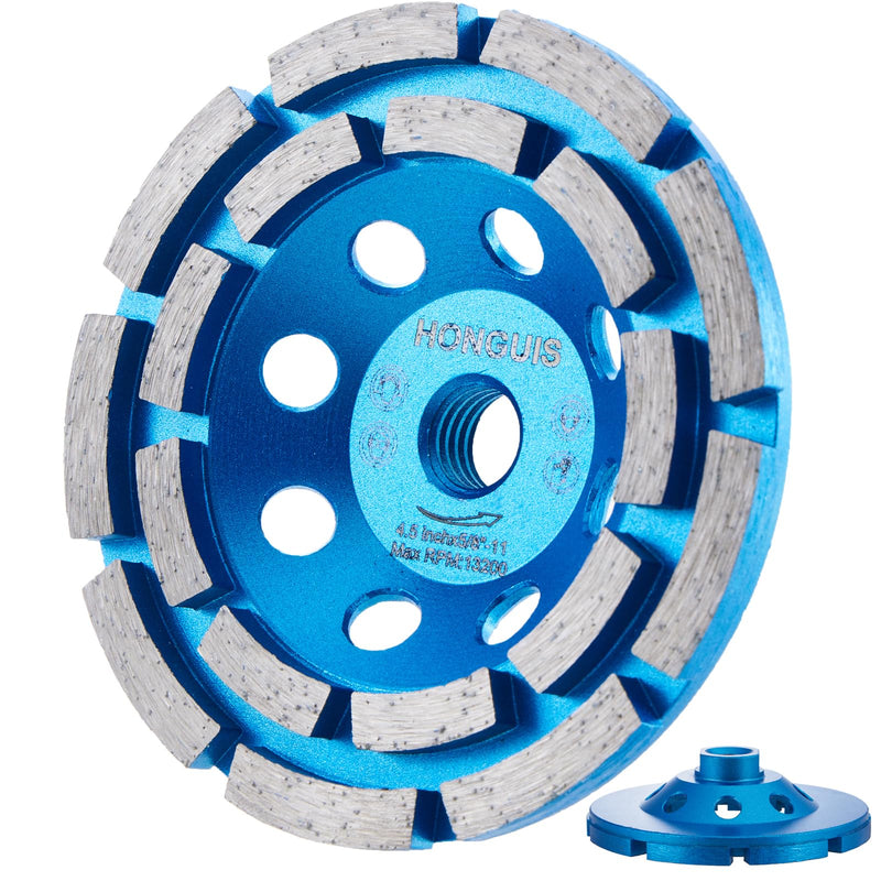 4 1/2 inch Concrete Grinding Wheel,5/8"-11 Arbor Diamond Cup Grinding Wheel Double Row for Granite Marble Concrete Masonry Stone 4.5 Inch 5/8"-11 Threaded