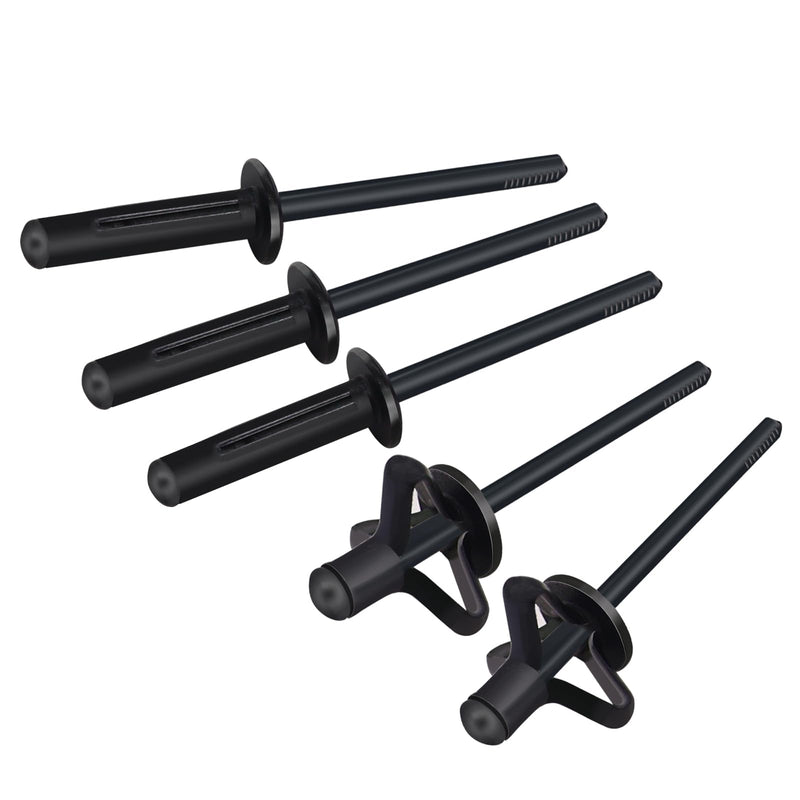 60pcs Tri-Fold Rivets 3/16 inch x 3/4 inch Tri-fold Marine Decorative Pop Rivets, Tri-Grip Rivets for Kayak Marine Boat, Black Tri-fold Exploding Pop Rivets Solid Aluminum Tri Grip Rivets