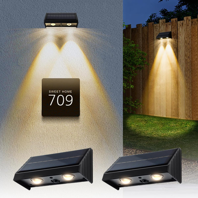 Solar Wall Lights Outdoor 3000K Warm White Downlights Waterproof LED Dusk to Dawn Solar Lights for House Number, Patio, Porch, Address Sign(2Pack, Downlight) 2-Pack