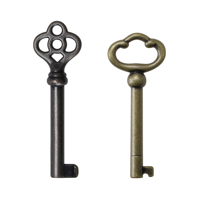 KY-2AB and KY-3AB Skeleton Key, Hollow Barrel Skeleton Key, Universal Barrel Replacement Key, Antique Brass Skeleton Keys, Generic Skeleton Key for Vintage Furniture and Locks