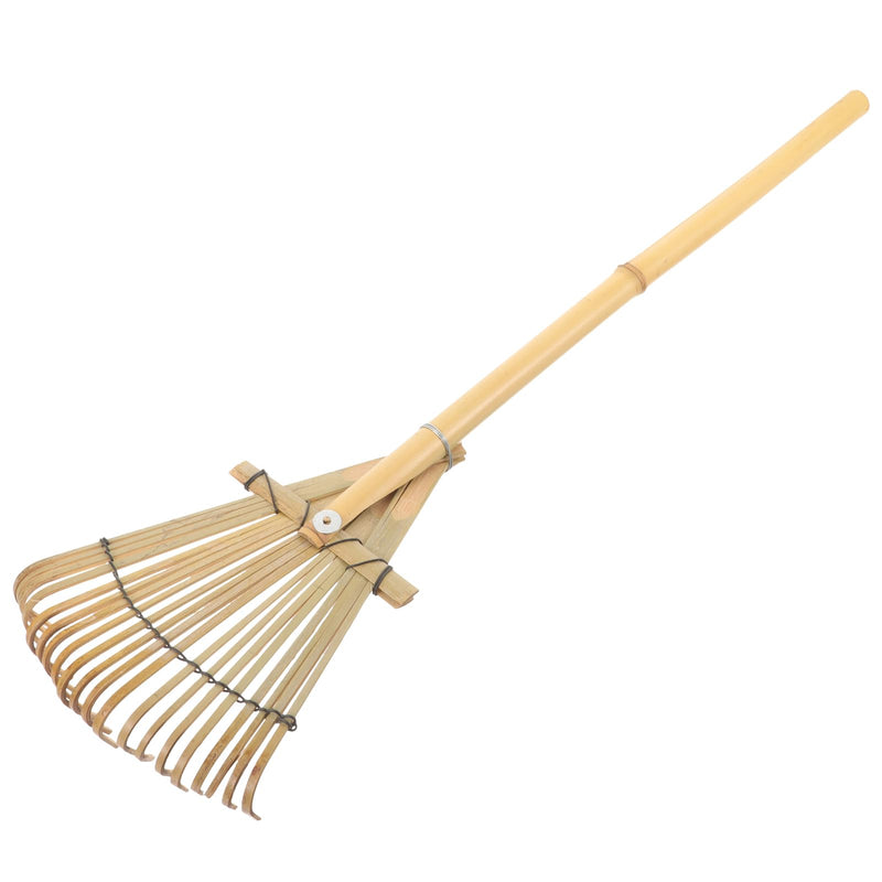 HANABASS Bamboo Garden Rake Small Hand Rake for Soil Loosening Lawn Care Gardening Tool Lightweight Durable