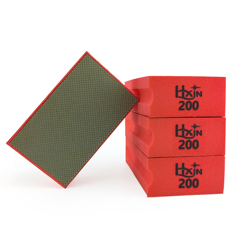 Diamond Hand Polishing Pad Diamond Sanding Block Foam Backed Diamond Sponge Sanding Pads for Wet or Dry Grinding polishing for Granite Marble Stone Tile Glass Ceramic (4, 200# Square) 4
