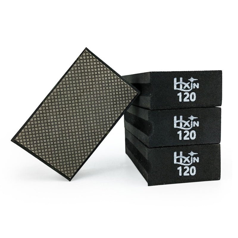 Diamond Hand Polishing Pad Diamond Sanding Block Foam Backed Diamond Sponge Sanding Pads for Wet or Dry Grinding polishing for Granite Marble Stone Tile Glass Ceramic (4, 120# Square) 4