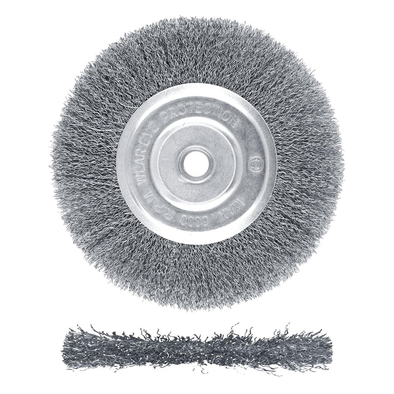 Wire Brush for Grinder - 6 Inch Fine Crimped Wire Wheel for Bench Grinder with 1/2" and 5/8" Arbor(0.0085Inch Wire Size), Efficiently Polish Nuts, Bolts and Assorted Car Parts. 6" 1Pcs