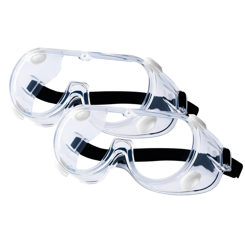 2-Pack Safety Goggles, Anti-Fog Lab Goggles, Over Glasses Safety Glasses for Chemistry Lab, Mowing, Woodworking, Painting, Construction, Industrial Use Black
