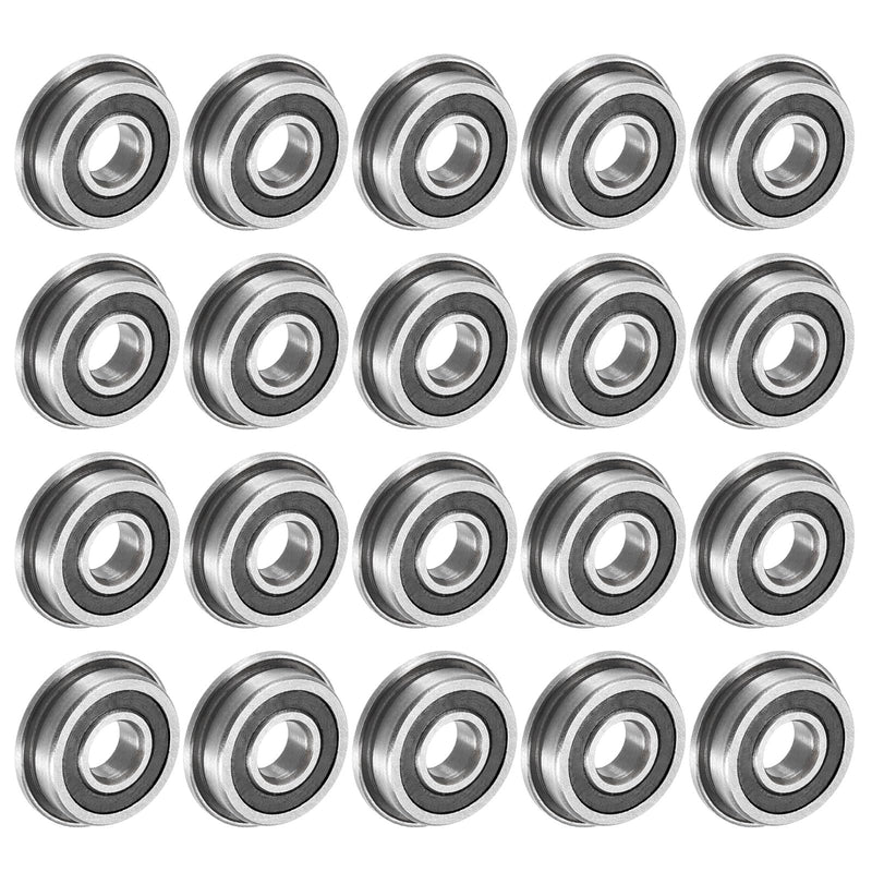 uxcell F695-2RS Flanged Ball Bearing 5x13x4mm Double Sealed Chrome Steel Flange Bearings, 20pcs 20
