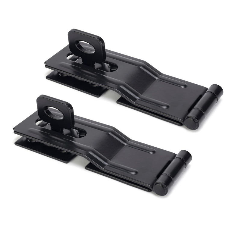 4-1/2" Swivel Staple Safety Hasps, Gate Door Hasp Latches Safety Packlock Clasp Locking with Twist Knob for Fence, Gate, Cabinet, Black, 2 Pack