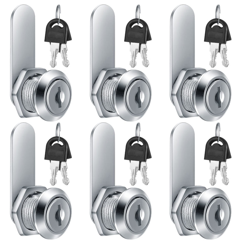 6pcs Cam Lock Same Key (1 Key Opens All Locks), File Cabinet Cylinder Cam Lock, 5/8 Inch Keyed Cam Lock, for Secure File Drawer Mailbox RV Camper Door Storage Toolbox Replacement Lock