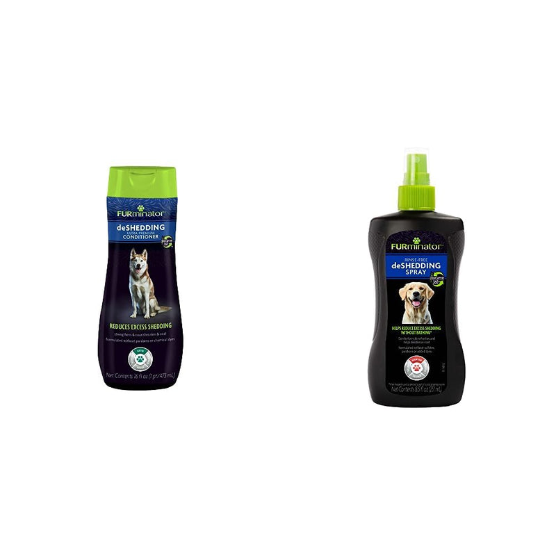 FURminator Ultra Premium deShedding Conditioner for Dogs (16 oz) and FURminator Rinse-Free deShedding Spray for Dogs (8.5 oz) Bundle - PawsPlanet Australia