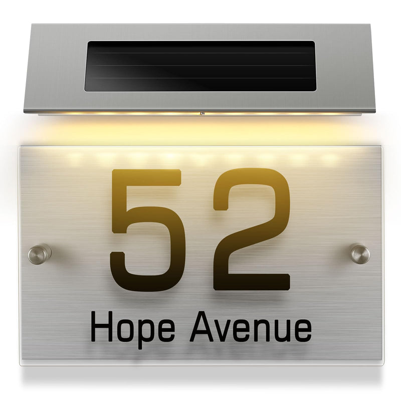 DOITOOL Solar House Numbers, Solar Address Sign LED House Numbers Solar Powered, LED Lighted Address Plaque Outdoor LED Illuminated Address Numbers for Home House Street