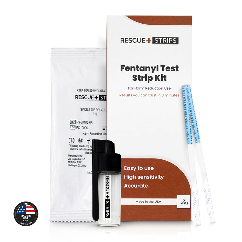 Rescue Strips Fentanyl Test Strips Kit I 5-Pack for Quick and Reliable Detection Drug Test Strips for Liquids, Powders, Pills, Urine I Tested at University of Notre Dame